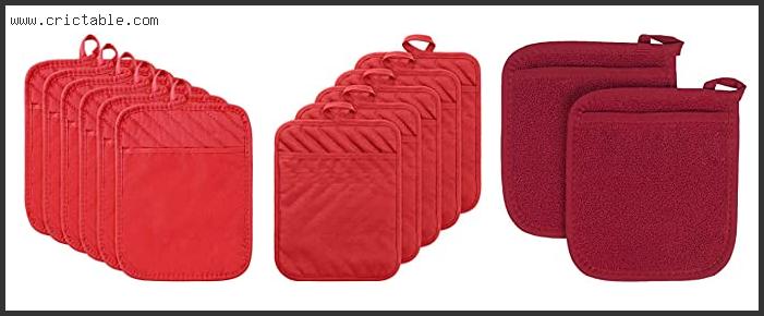 best red pot holders with pockets